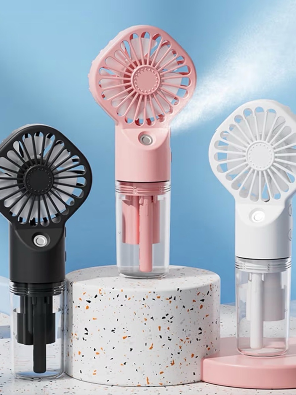 New F3 Hand Held Spray Fan Choose Color Pink Black or White